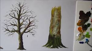 Baum mit acryl bunt gestalten. How To Paint A Tree Trunk Lesson 3 Acryl Malen Baum Malen Kunst Anleitung