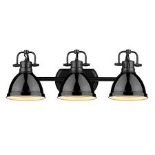 Vanity fixtures come with a single light or several. Golden Lighting Duncan 3 Light Black Transitional Vanity Light Lowes Com Golden Lighting Vanity Lighting Bath Light