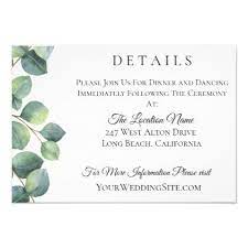 Eucalyptus Foliage Wedding Details Enclosure Card Zazzle Com Foliage Wedding Wedding Details Card Wedding Details