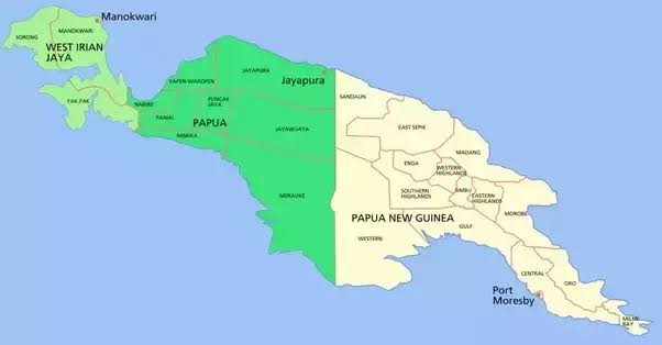 Mga resulta ng larawan para sa Papua New Guinea and Indonesia Border, by land crossing borders"