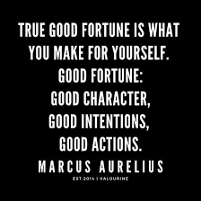 True Good Fortune Is What You Make For Yourself Good Fortune Good Character Good Intentions Good Actions Marcus Aurelius Quotes Stoic Quotes Poster Stoic Quotes Fortune Quotes Stoicism Quotes