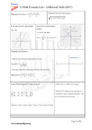 A Math Gce O Level Math 4047 Formula Sheet Pg 7 Math Math Formulas O Level Maths