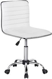 You can also choose from synthetic leather, metal, and. Amazon Com Yaheetech Adjustable Task Chair Pu Leather Low Back Ribbed Armless Swivel White Desk Chair Office Chair Wheels Furniture Decor
