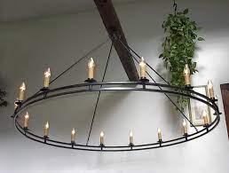 Chandeliers, bathroom lighting, pendants, ceiling lights Ace Wrought Iron Custom Double Ring Chandeliers Hand Forged By Clayton J Bryant Wrought Iron Chandeliers Iron Chandeliers Farmhouse Light Fixtures