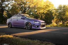 Black And Purple Car Rims Purple Matte Lancer Evolution With Black Avant Garde Rims Lancer Black Purple