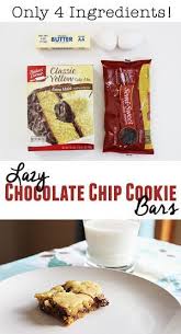 Only 4 Ingredients And No Measuring Quick And Easy Dessert Recipe Easy Desserts Chocolate Chip Cookie Bars Dessert Recipes Easy