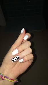 Black And White Cow Print Acrylic Nails Coffin Cow Print Nails Black And White Vsco Cute Aesthetic In 2020 Cow Nails Short Acrylic Nails White Tip Nails