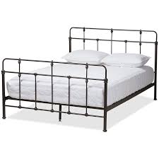 The bed is slightly raised on dark brown wooden legs to provide storage space underneath. Baxton Studio Ginette Queen Metal Spindle Platform Bed In Black Accuweather Shop
