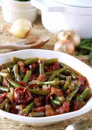 Green Beans With Tomatoes And Bacon Recipe Green Bean Recipes Green Beans Thanksgiving Green Bean Recipe