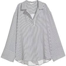 Black And White Striped Tops Womens H M V Neck Blouse 9 99 39 Myr Liked On Polyvore Featuring Tops Blouses Long Sleeve V Ne White Stripes Top Long Sleeve Striped Top Black And White Blouse