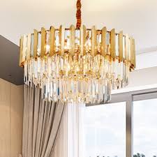 8 Light Stainless Steel Pendant Lighting Modern Iron Crystal Hanging Chandelier In Brass Takeluckhome Com