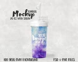 20 Ounce Travel Tumbler With Straw Template Mockup With Single Front View Tumbler With Straw Tumbler Traveling By Yourself
