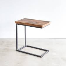 Reclaimed Wood C Base Side Table What We Make Welding Table Diy Side Table Furniture