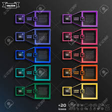 Vector Infographic Design List With Colorful Square On The Black