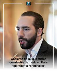 Nayib Bukele ironizó el sábado con que puede enviar a Francia a presos de  su megacárcel, representados en un desfile en la Semana de la Moda de París.