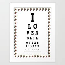 I Love Asl Eye Chart Art Print