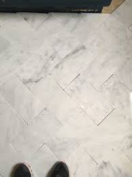 Large Herringbone Marble Tile Floor How To Diy It For Less Marble Tile Floor Tile Floor Marble Tile