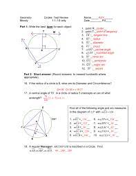 Then give two coterminal angles (one positive and one negative) and the reference angle. Geometry Circles Test Review Name Key Moody 1 1