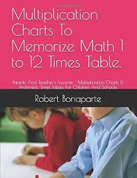 multiplication charts to memorize math 1 to 12 times table parents and teachers favorite multiplication charts arithmetic times tables for