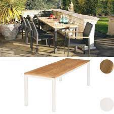 60 inch round outdoor dining table and chair set for 6: Barlow Tyrie Aura Aluminium Narrow Dining Table 200 X 71cm Rectangular White Frame Teak Top Birstall