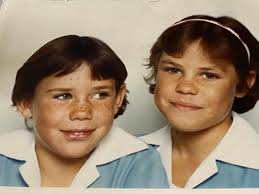 St. Mary's school day Sandy at the top, little sisters Kristine and Peta  then fast forward to 2021 we went home to Winton for a family photo Peter &  I are now