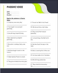 passive voice chart worksheets and answer keys