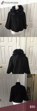 Black Cape Jacket Cape Jacket Black Cape Blue Fur