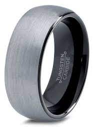 8mm Or 6mm Brushed Domed Tungsten Wedding Ring With Black Inside Enamel Polished Tungsten Wedding Bands Wedding Ring Bands Wedding Rings