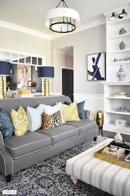 Paired with vibrant blue from the sofa, this living room is thick with navy style and nautical design at the same time. Blue Gray Gold Living Room Novocom Top