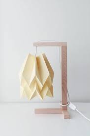 origami lamp table lamp plain pale yellow with wooden structure origami lamp origami lampshade paper lampshade