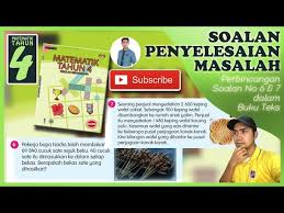 Strategi penyelesaian masalah yang dicadangkan ialah membina gambar rajah jalur. Pdpr Soalan Penyelesaian Masalah Perbincangan Soalan 6 7 Matematik Tahun 4 Kssr Youtube