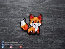 Gabarit du perroquet en perles à repasser : Renard Kawaii Perles Hama Kawaii Fox Perler Beads Hama Beads Design Hamma Beads Ideas Perler Bead Art