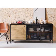 Buffet Indus 3 Portes En Metal Noir Et Manguier Massif Maisons Du Monde Mobilier De Salon Decoration Maison Buffet Metal