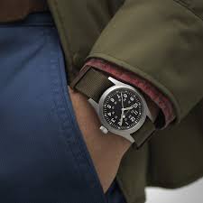 This is a hacking, manual wind, 17 jewels, movement that operates at 4hz. Hamilton Khaki Field Mechanical Black Dial Watch New York Jewelers Chicago