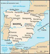 I norr av frankrike, andorra och biscayabukten. Karten Von Spanien Mit Strassenkarte Und Stadtplan Von Madrid