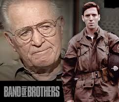 Major Dick Winters, who is portrayed by Damien Lewis in Band of Brothers,  talks about PTSD after the war, specifically an incident that happened in  Lancaster after he returned home from WWII