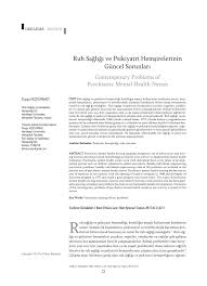 PDF) Ruh Sağlığı ve Psikiyatri Hemşirelerinin Güncel Sorunları Contemporary  Problems of Psychiatric Mental Health Nurses