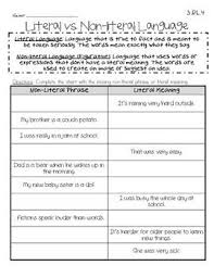 Literal Non Literal Language 3 Rl 4 Third Grade Reading 3rd Grade Books 3rd Grade Reading