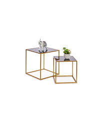 Get set for round side tables at argos. Set Of 2 Square Side Tables Black And Gold