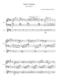 Aeris Theme Final Fantasy Sheet Music For Piano Flute Download Free In Pdf Or Midi Final Fantasy Video Game Music Piano Sheet Music