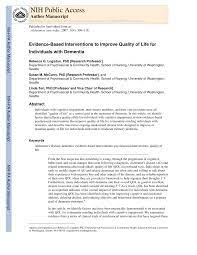 Pdf Evidence Based Interventions To Improve Quality Of Life For Individuals With Dementia