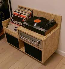 My Homemade Osb Record Player Storage Furniture Records Record Player Osb Diy Vintage Sp Vinilos Para Muebles Almacenamiento De Vinilo Muebles De Musica