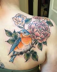 Blue Bird And Rose Tattoo Bluebird And Flowers Tattoo Bird And Flower Tattoo Bird Tattoos For Women Bluebird Tattoo
