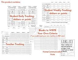 Behavior Chart Individual Intervention Tracking System Primary Level