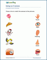Kindergarten math worksheets in printable pdf format. Using Our 5 Senses K5 Learning