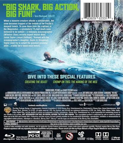 Amazon.com: The Meg (Blu-ray) : Jon Turteltaub, Gerald R. Molen, Belle  Avery, Wayne Wei Jiang, Colin Wilson, Lorenzo di Bonaventura, Randy  Greenberg, Catherine Xujun Ying, Chantal Nong Vo, Barrie M. Osborne, Dean