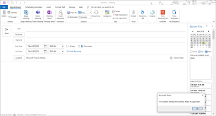 Can T Create Teams Meeting In Outlook Office 365 Microsoft Tech Community
