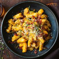 Roast Pumpkin Gnocchi With Crisp Prosciutto Leek Chives Pumpkin Gnocchi Recipes Chives Recipe