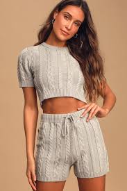 Gray knit drawstring $69.50 buy one, get one 50% off essential shorts. Cozy Grey Cable Knit Shorts Sweater Shorts Drawstring Shorts Lulus