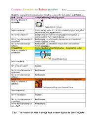Radiation Convection Conduction Worksheet Delibertad Thermal Energy Transfer Conduction Convection Radiation Heat Transfer Science